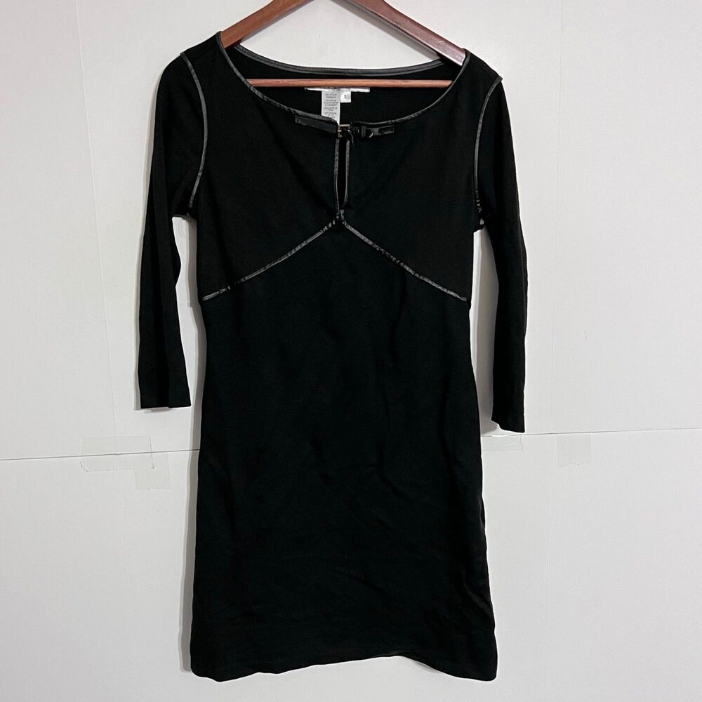 Vintage Max Studio Womens Dress Size S Black Hook Loop 3/4 Sleeve Scoop Neck